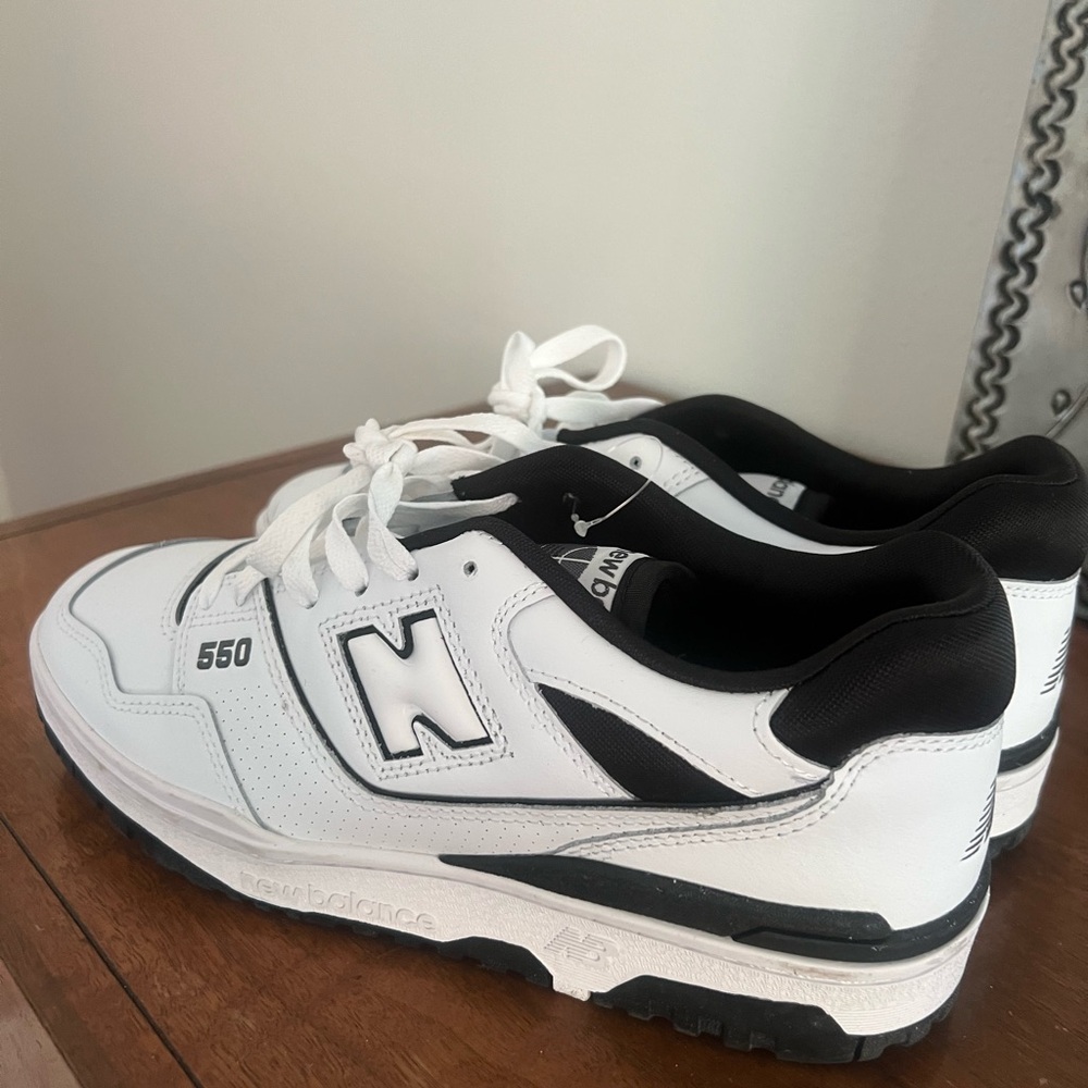 New Balance White and Black 550 Athletic Sneakers